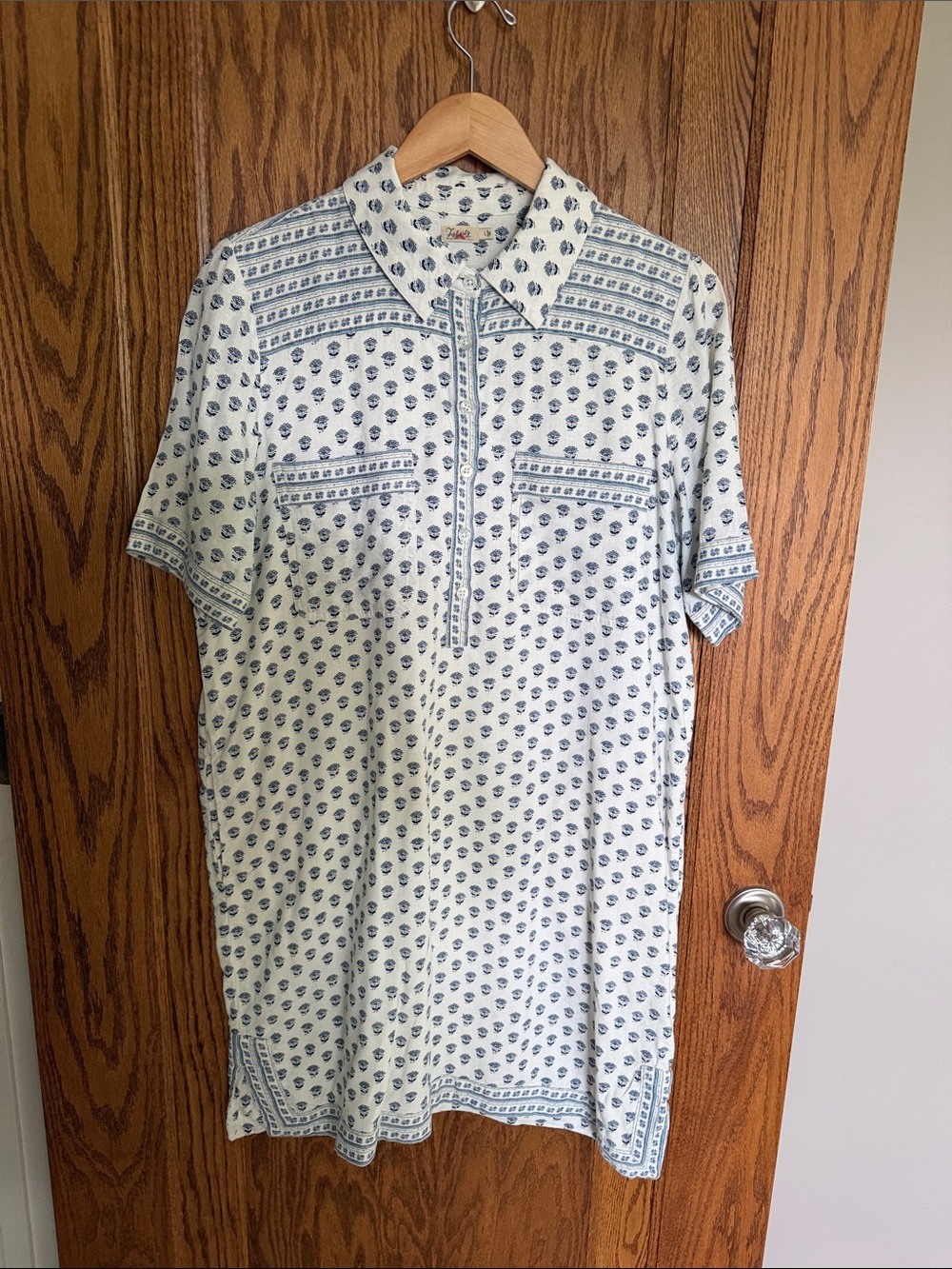 Faherty Cream Mini Dress with Blue Floral Print